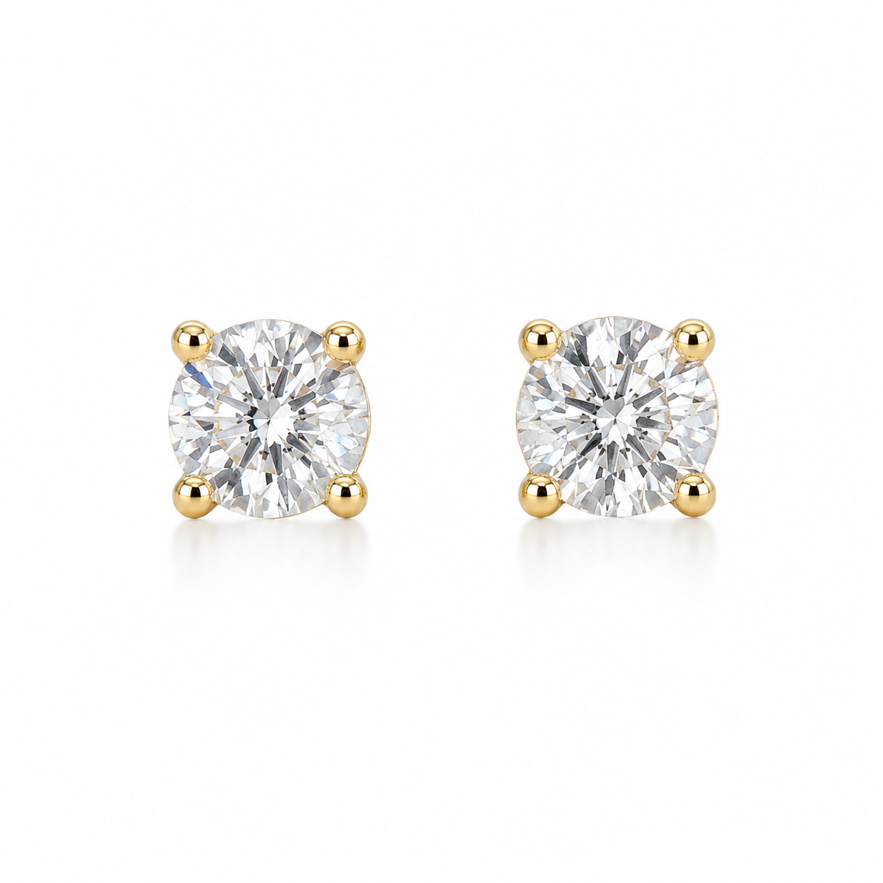 CZ EARRINGS 4MM GOLD