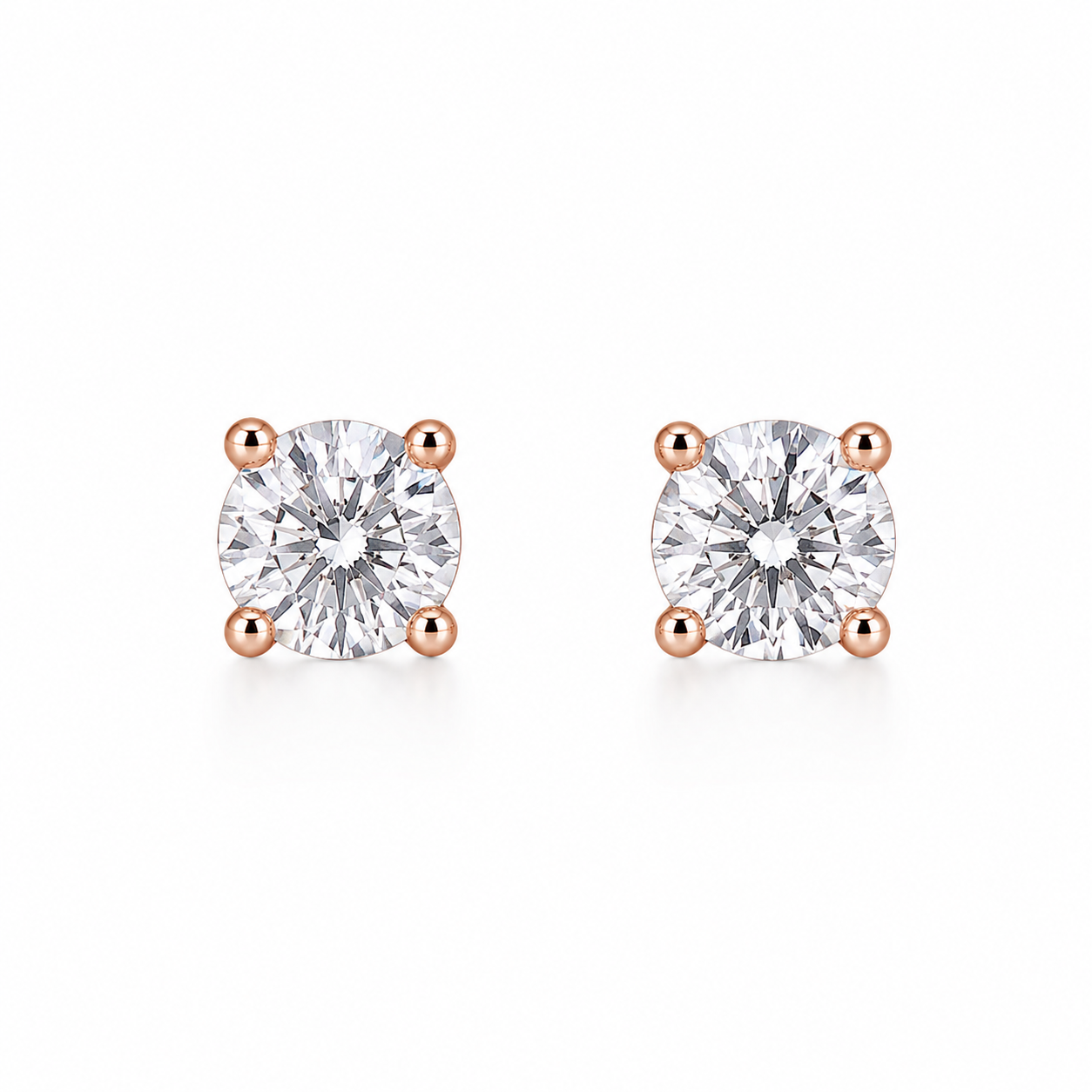 CZ EARRINGS  4MM ROSEGOLD