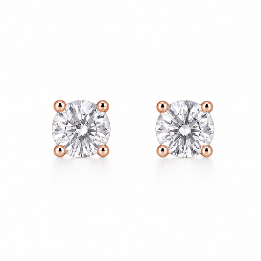 CZ EARRINGS  8MM ROSE GOLD