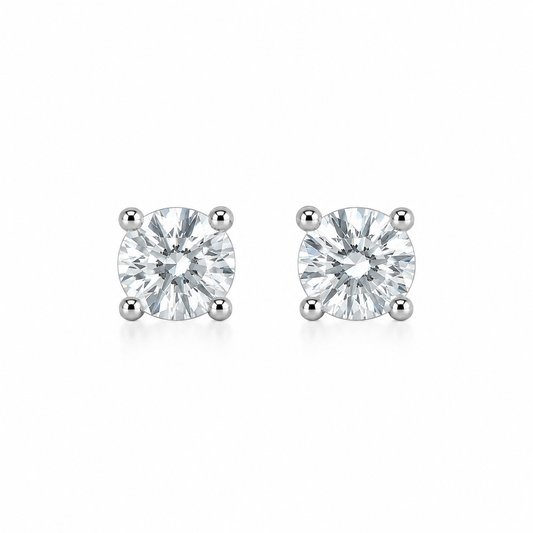 CZ EARRINGS  8MM SILVER
