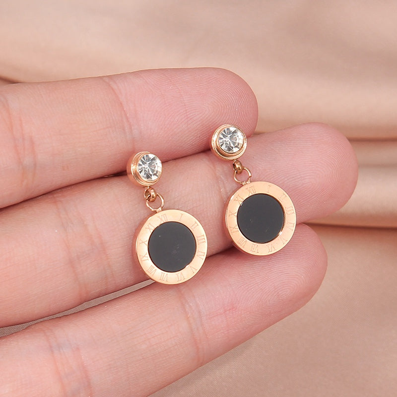 STAINLESS STEEL earrings with black stones